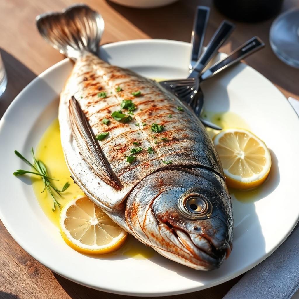 Whole grilled sea bream